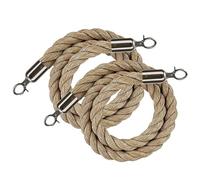 2PC Crowd Control Rope - 2-13FT Twisted Hemp Queue Barrier with Metal Hook ion Divider for Events Silver 1.8m/6ft Queue Management Solution