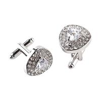 2pc Crystal Cufflinks 3 Colors Option Rhinestone Design Jewelry(White)