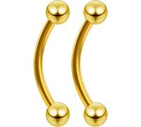 2pc Curved J-Curve Barbell Bar Vertical Labret Bar Piercing Jewellery Gold Women Daith Balls Cartilage Bar Earring