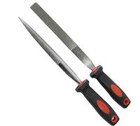2PC DIAMOND FILE SET NEEDLE HALF ROUND TAPERED & FLAT STONE METAL GLASS 120MM