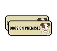 2PC Dog On Premises Sign, 10 x 3.5 Inches - Aluminum - Dog Present In Yard Property No Trespassing Sign
