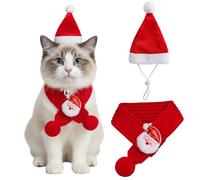 2pc Dog Santa Hat and Scarf Set for Large Dogs, Festive Christmas Pet Outfit with Adjustable Santa Hat for Dogs and Matching Scarf, Holiday Costume for Christmas Gatherings and Photo Shoots