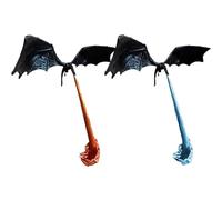 2PC Dragon Flame Book Nook, Dragon Bookends 3D Printed D-ragon Statue Tabletop Ornament Book Nook, Dr-agon Statue Decorative, Fire Breathing Drago-n BookNook, Bookshelf Decor for Fantasy Lovers