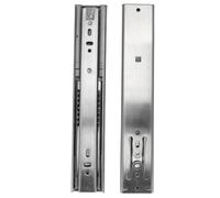 2pc Drawer Slide Bearing Slider with Soft-Close, Three-Section Rail | Stainless Steel, Cold Rolled Construction, Rear Bracket Mounting, for Framed or Metal Drawers, White Silver Random Color