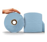 2pc DryFox 1Ply Jumbo Centrefeed Blue Paper Towels 300m/750 Sheets Per Roll | The Big One, 400x185mm Sheets, Massive Capacity Roll, Ideal for Automotive, Engineering, Manufacturing, Catering, Janitorial