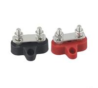2PC Dual Connection M6 Battery Terminal for 12-48V Car Marine Systems, Red and Black Busbar Clamp with Stainless Steel Screws