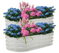 2Pc Durable Galvanized Raised Garden Beds Oval Metal Planter Boxes