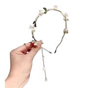 2pc Elegant Imitation Pearl Orchid Leaf Tassel Headband For Celebrations Banquets Weddings Brides Bridesmaids Stage Performances