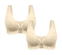 2PC Everyday Bra for Women UK Plus Size Front Fastening Bras Wide Straps Comfortable and Breathable Underwear Full Coverage Bras Bralettes Push Up Bra Ladies Sleep Bra