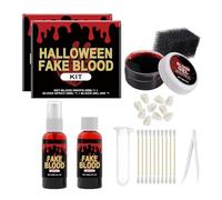 2PC Fake Blood Set, 30ml Fake Blood Spray and 30ml Dripping Blood and 30g Coagulated Gel Blood, Halloween Washable Fake Blood Makeup for Clothes, Zombie, Vampire Cosplay & Dress Up