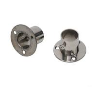 2pc Flange Rail Pole Socket End Support, Anti Rust Stainless Steel Wardrobe Bracket for Various Rooms (22mm)