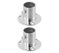 2pc Flange Rail Pole Socket End Support, Anti Rust Stainless Steel Wardrobe Bracket for Various Rooms (19mm)