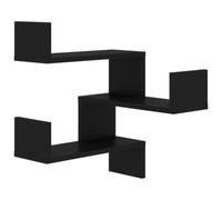 vidaXL 2x Wall Corner Shelves Black Chipboard Home Wall-Mounted Hanging Shelf