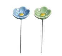 2PC Flower Bee Watering Statues | 27cm Bird Bath Decor | Outdoor Bee Drinking Cups | Garden Stake Water Feeder | Enhance Garden Aesthetics & Attract Pollinators