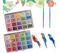 2pc Forestry Shifting Watercolor Painting Set - Shimmer Metallic and Color Shifting Watercolor Paint - Complete Colorful Painting Kit for Art Painting