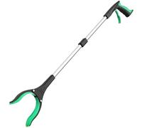 2pc Garbage Picker Grabber with 360 Degree Rotating Clamp Lightweight Heavy Duty for Seniors 32 Inch Trash Pickup Tool for Tall Users(Green)