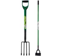 2Pc Garden Border Digging Fork & Dutch Hoe Set Tool Steel Gardening Hand Tools Cultivating All Types Of Soil