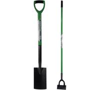 2Pc Garden Digging Spade & Dutch Hoe Gardening Soil Weed Farm Set Handle Heavy Duty Carbon Steel For Edging & Planting