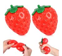 2PC Giant Strawberry Squishy, Jumbo Big Strawberry Stress Ball, Cute Squishy Strawberry Squeeze Sensory Fidget Stress Balls Anxiety Relief for Kids Adults, Gifts for Birthday Party