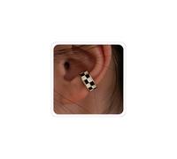 2PC Gold Checkered Clip On Earrings for Women Cartilage Earring Small Checkered Hoop Earring Hypoallergenic Hoop Houndstooth Accessories, S, Copper, No Gemstone