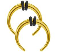 2pc Gold Pinchers Septum Bar Buffalo Taper Horseshoe Bar Double Rubber O-Rings Crescent C-Shape Tapers 14g 1.6mm