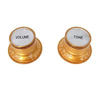 2pc. Gold Top-hat Style Acrylic Knobs - Volume & Tone