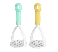 2pc Green and Yellow Mini Manual Silicone Masher, Fruit and Vegetable Tools for Non-Stick Cookware