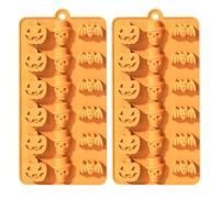 2PC Halloween Silicone Chocolate Molds,Skull Bat Pumpkin DIY Fondant Candy Mold Soap Mould,for Halloween Muffin,Fondant,Chocolat