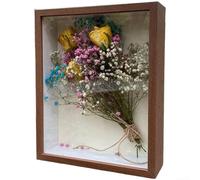 2PC Handmade 3D Hollow Picture Frame Constructed from MDF with Organic Glass Cover for Dried Flower Arrangements Butterfly Specimen Mounting (B Walnut Wood)