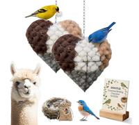 2pc Handmade Alpaca Fiber Heart Bird Nesting Material Holder Hummingbird Nest Balls Ornament for Cage Box Cage Accessories Nido Para Periquitos House for Wild Birds Handmade Metal Refillable Birds