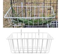 2pc Hay Feeder for Rabbit, Guinea Pig, Bunny, Chinchilla, Metal Frame Hay Feeder, Hanging Feeder Small Animal Basket with Hook Metal Grass Holder (White 2PC)