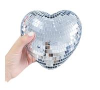 2pc Heart-Shaped Disco Ball Decorations Lightweight Reflective Party Glass Keychain(15cm)