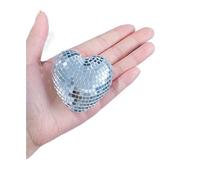 2pc Heart-Shaped Disco Ball Decorations Lightweight Reflective Party Glass Keychain(6cm)