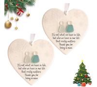 2PC Heart-Shaped Sea Glass Friendship Decor | 8cm Friendship Heart Sea Glass Art | Hanging Seas Glasses Christmas Tree Ornaments | Ceramic Seaglasses Art Hearts Keepsake Home Decor for Friends, Family