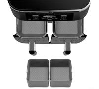 2Pc Heat Resistant Silicone Liners For Air Fryer Basket For AF400 451, Nonstick Accessories To Improve Air Fryer Cooking Efficiency And Cleanup(Gray)