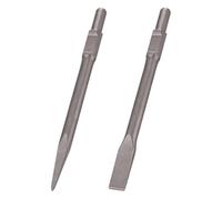 2pc Heavy Duty Hex Chisel Set - 1-3/16 Inch Point & Flat Chisels for Electric Demolition Jack Hammer Concrete Breaker Tool for Efficient Construction & Renovation