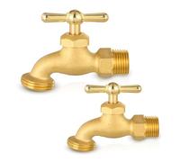 2PC HeSun 3/4 Inch Male NPT (MIP) Inlet Irrigation Hose Bibb