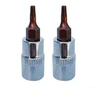2Pc Hex Shank For Torx Screwdriver Bit Set with 1/4 Inch Drive Socket for Repair Shop and Factory Use T8 to T40 ()