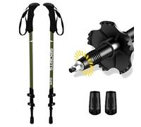 2pc Hiking Gear, 7.9 Oz Extreme Ultra Lightweight Anti-Shock Carbon Trekking Poles, Nordic Hiking Poles Retractable(Green)