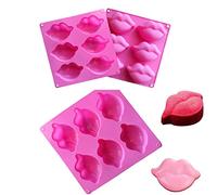 2PC Hot Lips Silicone Mold, 3D Sexy Red Lip Silicone Cake Baking Mould, Valentine's Day Kisses Collection Cake Mold for Chocolate Cookie Bomb Soap Candle Cake Decoration Wedding Party Baking Mold