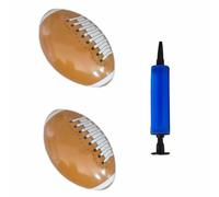 2pc Inflatable Football + 1pc Hand Pump 16 Inch Large Brown Rugby Ball for Pool Games, Summer Water Activities