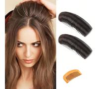 2pc Invisible Fluffy Hair Pad, Natural Hair Bump Clip for Volume - Black