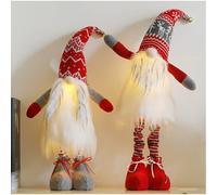 2pc Large Lighted Standing Christmas Gnome Decorations 21inch with Spring Leg Light up Christmas Knome Gift for Home Decor