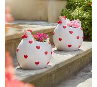2pc Large Outdoor Flower Hen Planter Indoor Plant Pots for Herbs, Vegetables, Succulents Plants Marco Paul White One Size