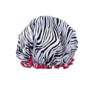 2PC Leopard Print Shower Cap - Double Layer Waterproof & Reusable For Women(Black white)