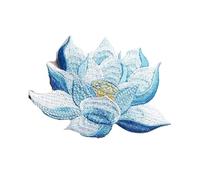 2Pc Lotus Flower Patch Embroidered DIY Bag Appliques Sew On Patches for Clothes Dress Accessory 9.5 * 6.5CM for Clothing Jeans Jackets Bags(Blue)