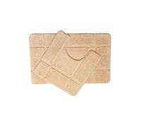 2Pc Luxury Orla Soft Non Slip Bath & Pedestal Mat - Latte