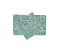 2Pc Luxury Orla Soft Non Slip Bath & Pedestal Mat - Sea Green