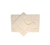 2Pc Luxury Orla Style Soft Non Slip Bath Pedestal Mat Set - Cream