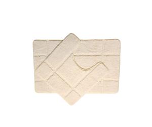 2Pc Luxury Orla Style Soft Non Slip Bath Pedestal Mat Set - Cream
